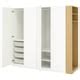 PAX / FORSAND wardrobe combination, white white/oak effect, 220x60x201 ...