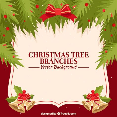 Decorative background of christmas branches with bow | Free Vector