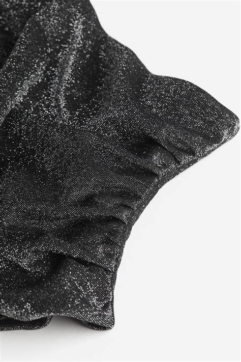 Women's Black Glittery one-shoulder top | H&M IN
