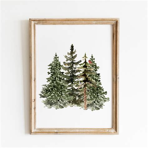 Buy Winter Pines Print, Holiday Wall Art, Christmas Trees Print ...