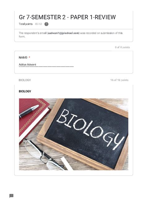 SCIENCE GRADE 7 PAPER 1 REVIEW SHEET - 0 of 0 points Aditya Adwani ...