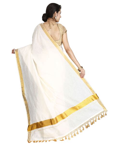 Kasavu Saree with Fringes – JIS BOUTIQUE