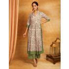 Pink Green Hand Block Printed Cotton Suit- Set of 3