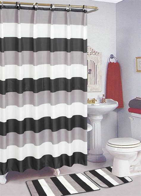 Buy SALLY TEXTILES Stripe Bath Rug, Black/White Online at Low Prices in ...