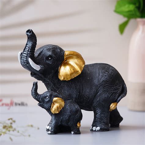 Set of 2 Elephant With Baby Elephant Statues Animal Figurines – eCraftIndia