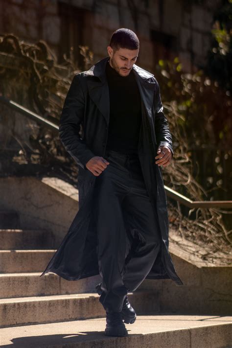 Men's Leather Trench Coats | Leather trench coat mens, Leather coat ...