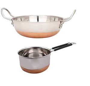 Buy ASHA BARTHAN STORE Copper Bottom kadhai and Stainless Steel Copper ...