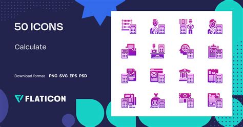 Calculate Icon Pack | Flat Gradient | 50 .SVG Icons