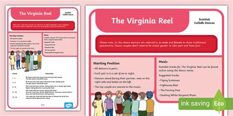 How to Dance The Virginia Reel Instruction Poster | CfE