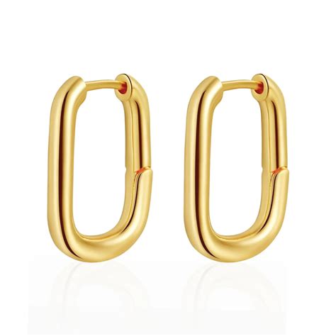 Salve Minimal Rectangle Dainty Gold Hoop Earrings - Salve
