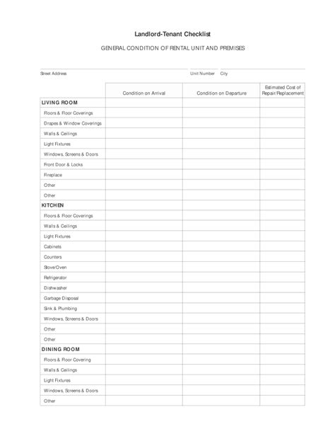 MBHP Landlord-Tenant Checklist - Blank Fillable Template | Fill Out ...