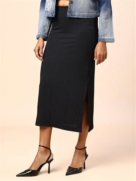 Buy Now CHEMISTRY TEXTURED KNIT SIDE SLIT PENCIL SKIRT – Chemistry