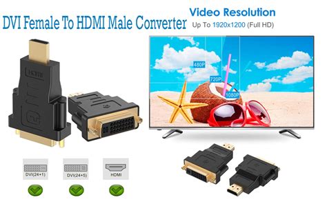 REC Trade DVI to HDMI Adapter Gold Plated 29pin 24+4+1 DVI-I Digital ...