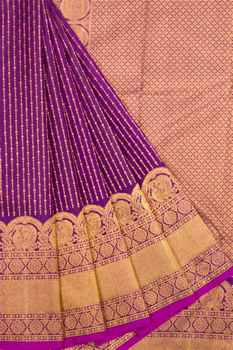 Jamun Purple Bridal Pure Zari Kanjivaram Silk Saree 10062482 – Avishya.com