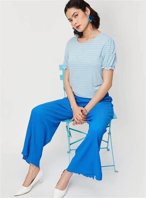 Buy Women Checked Puffed Sleeve Top Online at just Rs. 799.0 ...