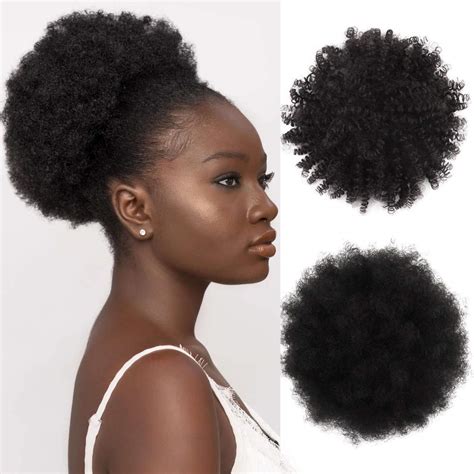 Buy Afro Puffs Drawstring Ponytail Hair Bun Human Hairpieces Updo Hair ...