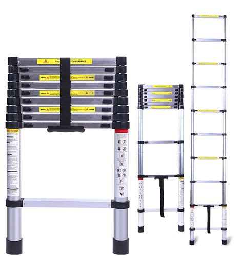 ATHENACREATIONS 9.5 feet Telescopic Ladder | 10 Durable Steps | Height ...