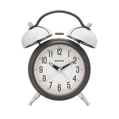 Buy SEIKO Elegant Round White and Grey Plastic Analog Alarm Table Clock ...