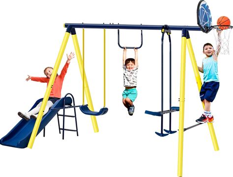 Buy Merax Swing Sets for Backyard, 5-in-1Outdoor Swing Set for Kids ...