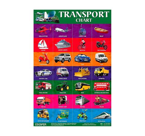 Transport Educational Chart for Kids learning (11.5 x 17.5 inches ...