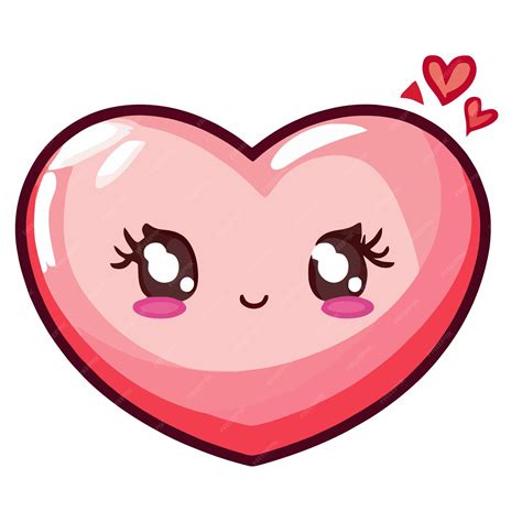 Saint Valentin mignon coeur illustration coeur kawaii chibi dessin vectoriel style coeur dessin ...