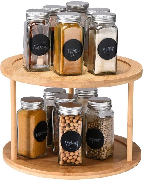 2 Lb. Depot Bamboo 2-Tier Spice Rack with Rotating Turntable India | Ubuy