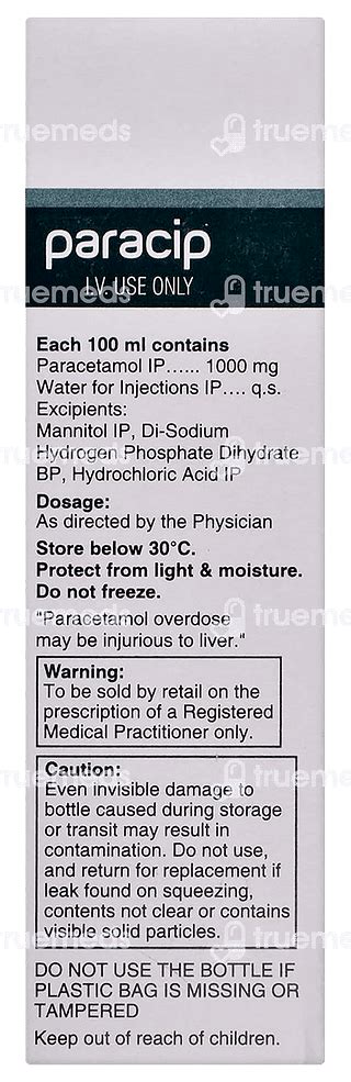 Paracip 1000 MG Infusion 100 ML | Order Paracip 1000 MG Infusion 100 ML ...