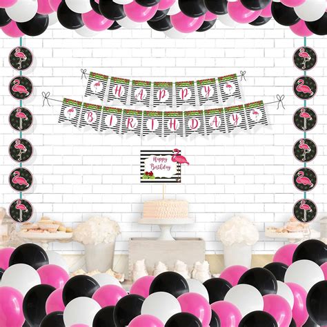 Untumble Flamingo Theme Birthday Decoration Kit | Pink and Black ...