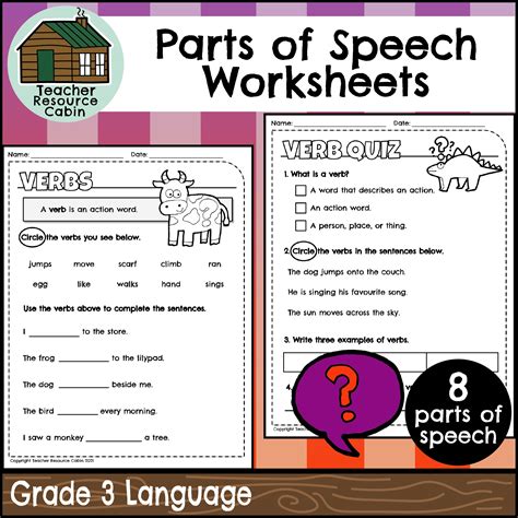 Parts of Speech Worksheets (Grade 3) - Teacher Resource Cabin