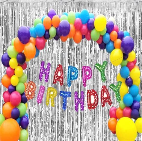 kunzie Happy Birthday Decoration Kit combo - 53 pcs Silver & Multi ...