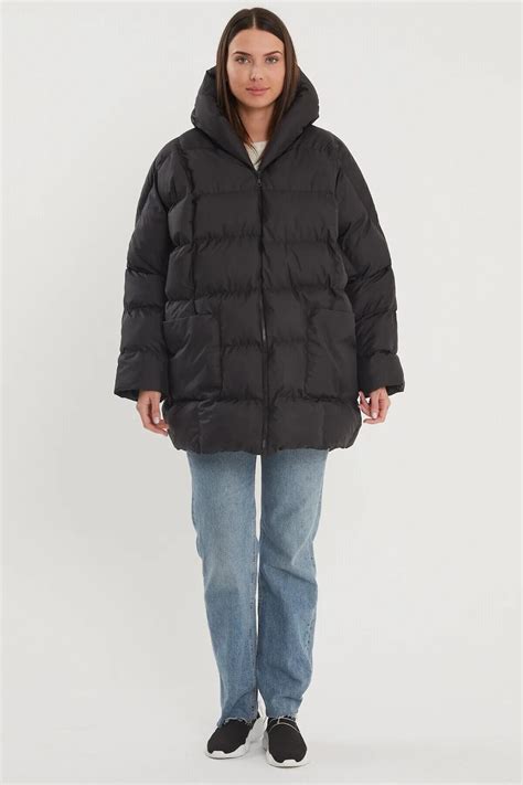 Black Oversized Hooded Puffer Jacket | Swana