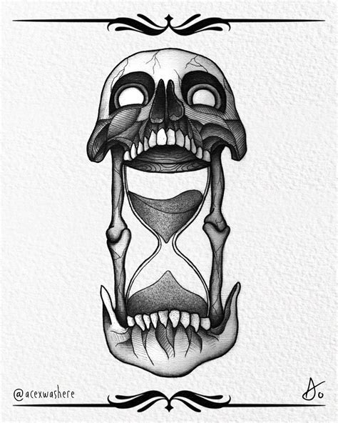 Skull Hourglass Tattoo Designs