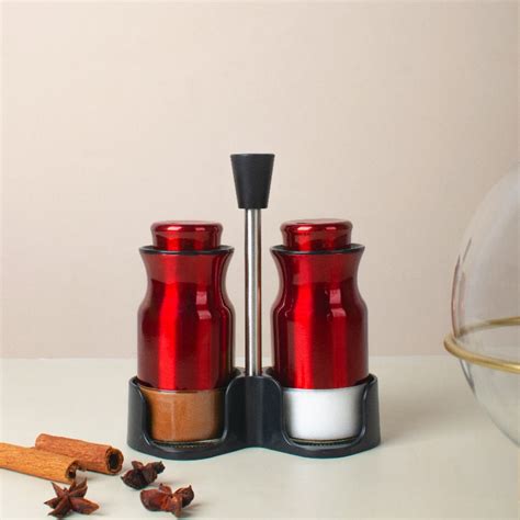 Royal Red Salt & Pepper Shaker Set & Stand – The June Shop