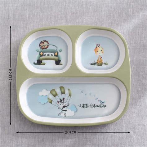 Buy Slate Kids Safari Melamine Partitioned Plate - 24.5x21.5cm from ...