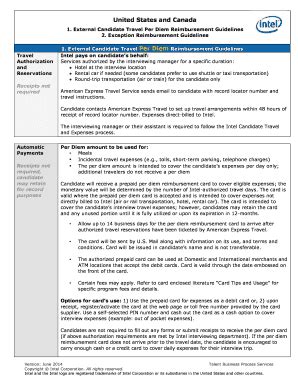 Fillable Online External Candidate Travel Per Diem Reimbursement ...