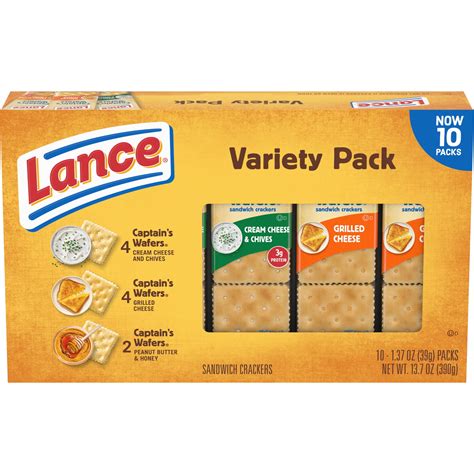 Lance Sandwich Crackers, Captain's Wafers, Variety Pack, 10 Individual ...