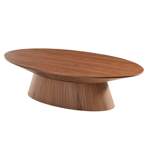 Zach Oval Brushed Wood Pedestal Coffee Dining Table – Elegant Modern Design