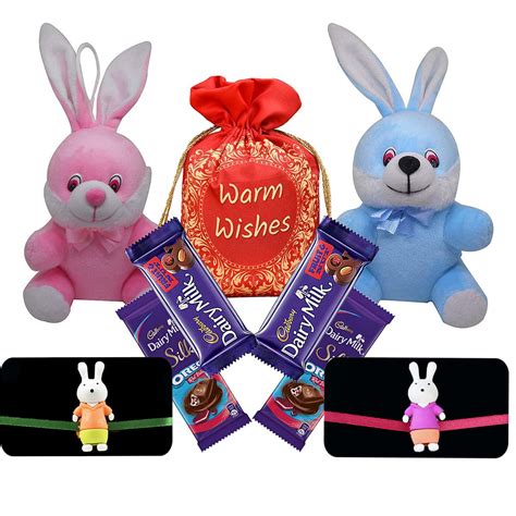 Exclusive Kids Rakhi Combo with Rabbit Soft Toys Gift and Dairy Milk ...