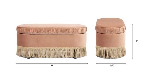 Serena 38" Oval Storage Bench Ottoman, Peach Orange - Jennifer Taylor Home