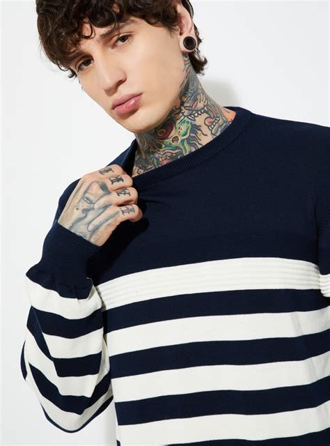 Buy URB_N Men Knit Striped Sweater Online at just Rs. 1399.0 ...