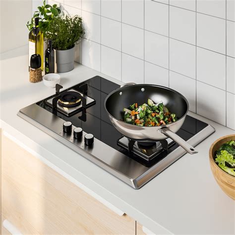 FÖRDJUPA gas hob, black/stainless steel, 72 cm (283/8") - IKEA