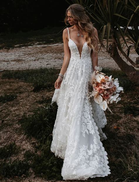 Beach Sexy Boho Wedding Dresses A-Line Sweetheart Camisole Spaghetti S – LD Dress