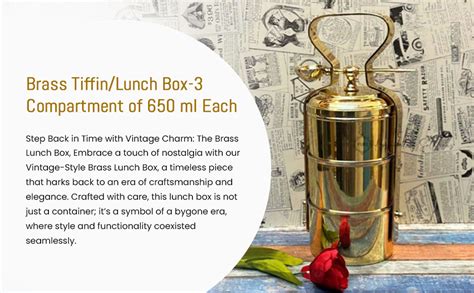 Buy PURI - Brass/Pital Tiffin/Lunch Box-3 Compartrment of 650 ml Each ...