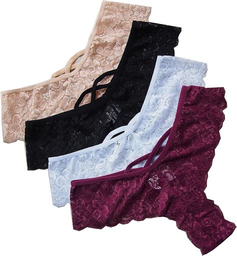 Buy Anna & Eric Women's Floral Lace Thongs Bikini Panties Sexy Lingerie ...
