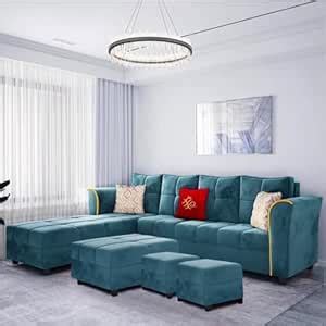 Sunuzu Melrona 8 Seater Fabric Sectional LHS L Shape Sofa Set with 1 ...