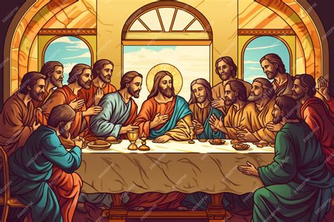 Premium Photo | A depiction of the Last Supper with Jesus and his ...