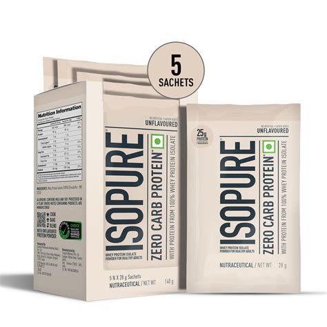 Isopure Zero Carb Unflavored Whey Isolate Protein Powder- Pack of 5 si