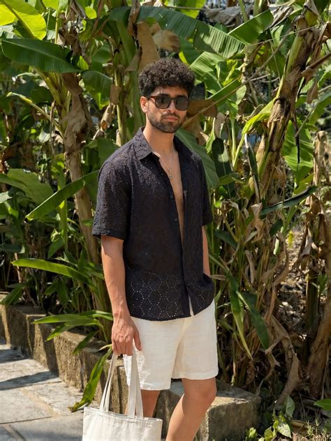 Hakoba Cotton Shirt for Men — Classic Black | Jaipuri Crown