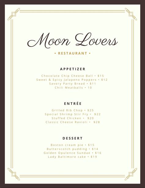 Free printable and customizable fancy menu templates | Canva ...
