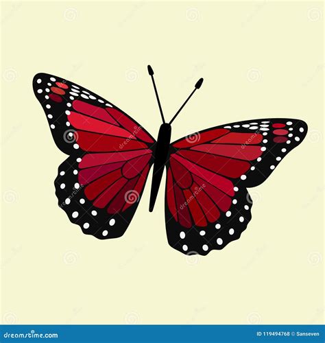 Red Colored Winged Monarch - Butterfly Vector Stock Illustration ...
